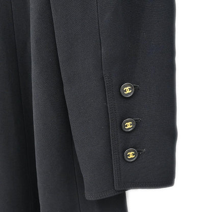 Chanel 1997 Single Breasted Collarless Jacket Black #42