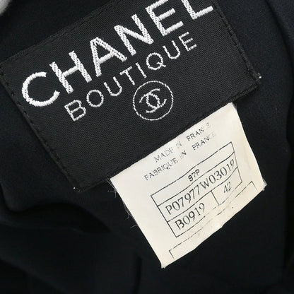 Chanel 1997 Single Breasted Collarless Jacket Black #42