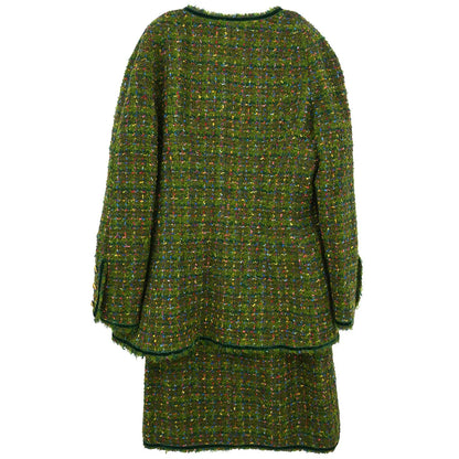 Chanel Setup Suit Jacket Skirt Green #40
