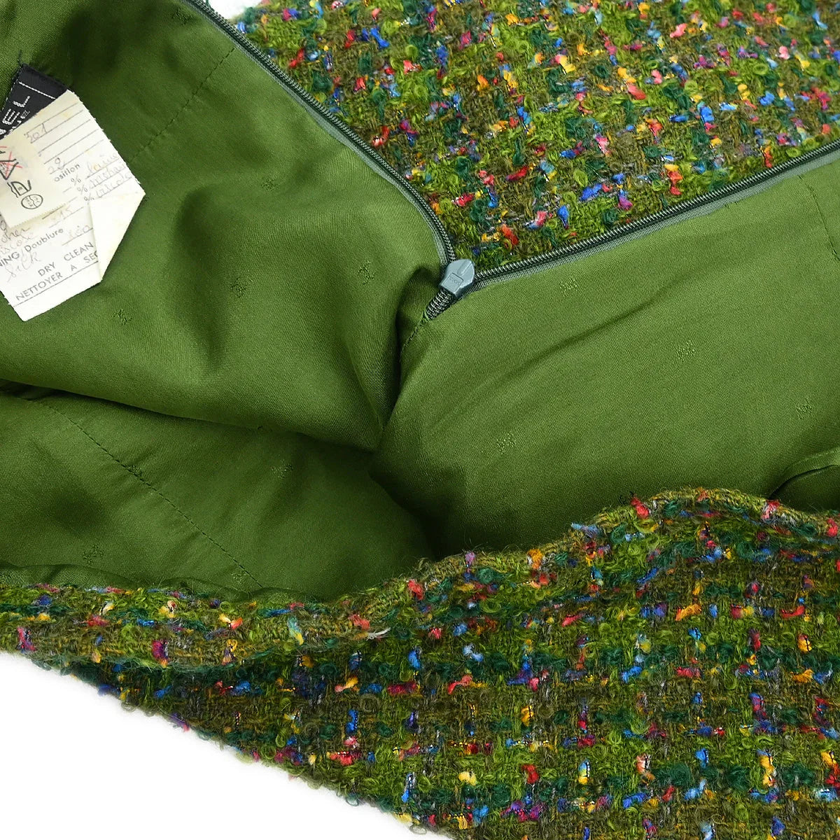 Chanel Setup Suit Jacket Skirt Green #40