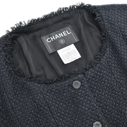 Chanel 2006 Single Breasted Collarless Jacket Black #44