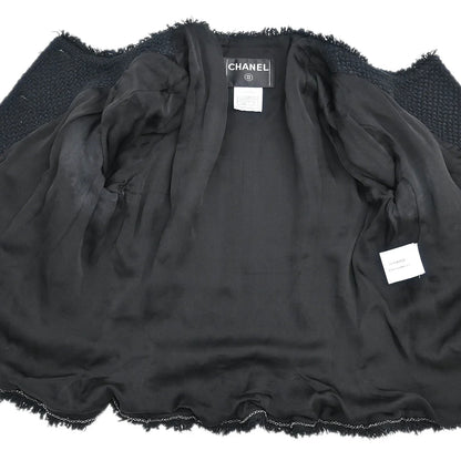 Chanel 2006 Single Breasted Collarless Jacket Black #44