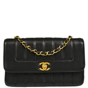 Chanel 1994-1996 Mademoiselle Black Lambskin Shoulder Bag