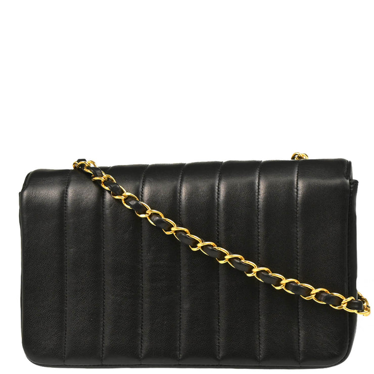 Chanel 1994-1996 Mademoiselle Black Lambskin Shoulder Bag