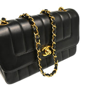 Chanel 1994-1996 Mademoiselle Black Lambskin Shoulder Bag