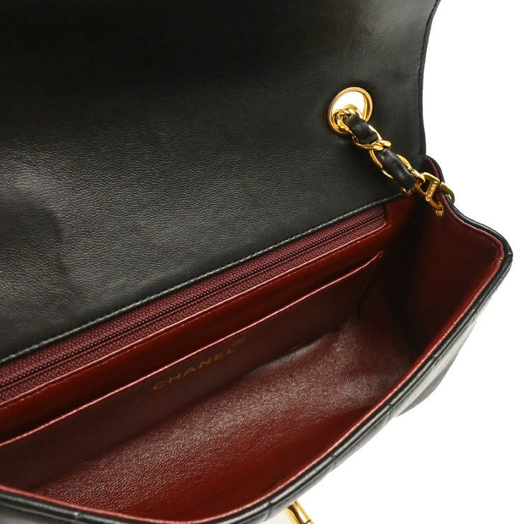 Chanel 1994-1996 Mademoiselle Black Lambskin Shoulder Bag