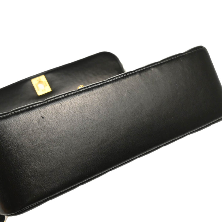 Chanel 1994-1996 Mademoiselle Black Lambskin Shoulder Bag