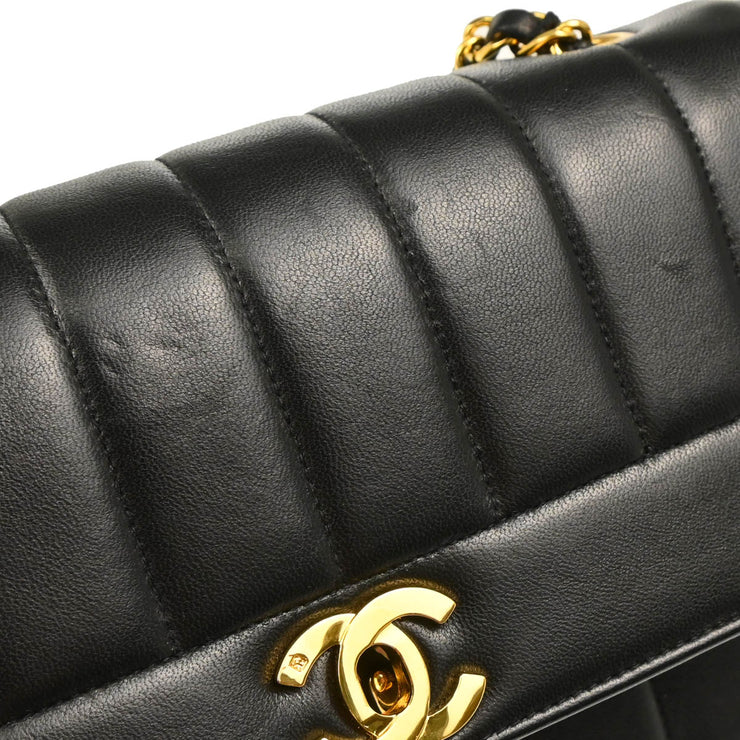Chanel 1994-1996 Mademoiselle Black Lambskin Shoulder Bag