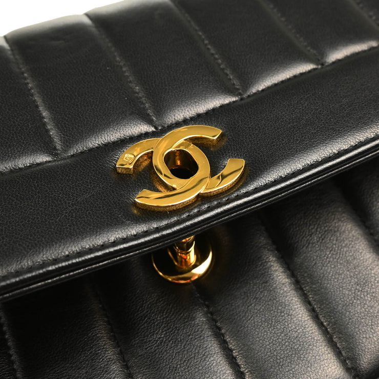 Chanel 1994-1996 Mademoiselle Black Lambskin Shoulder Bag
