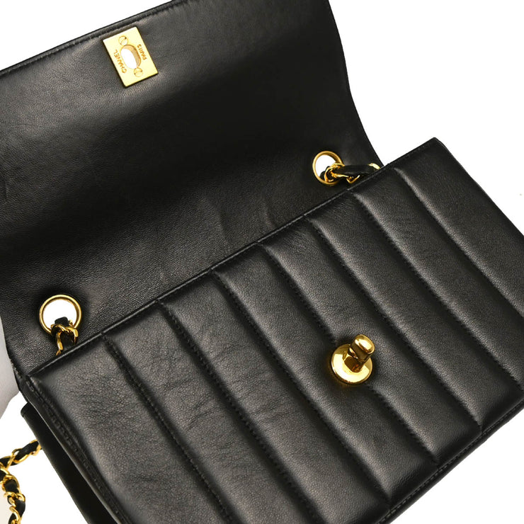 Chanel 1994-1996 Mademoiselle Black Lambskin Shoulder Bag