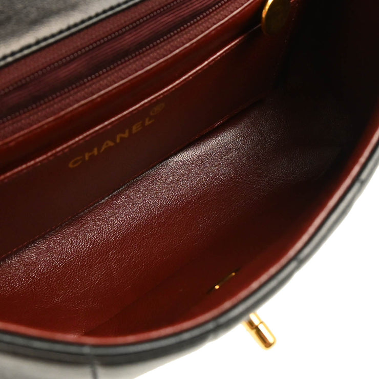 Chanel 1994-1996 Mademoiselle Black Lambskin Shoulder Bag