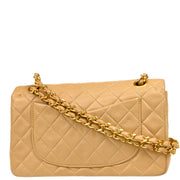 Chanel 1989-1991 Beige Lambskin Small Classic Double Flap Shoulder Bag
