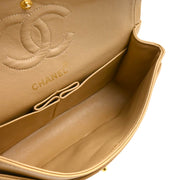 Chanel 1989-1991 Beige Lambskin Small Classic Double Flap Shoulder Bag
