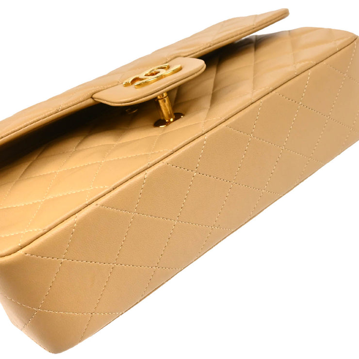 Chanel 1989-1991 Beige Lambskin Small Classic Double Flap Shoulder Bag