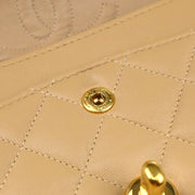Chanel 1989-1991 Beige Lambskin Small Classic Double Flap Shoulder Bag