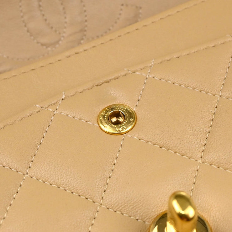 Chanel 1989-1991 Beige Lambskin Small Classic Double Flap Shoulder Bag