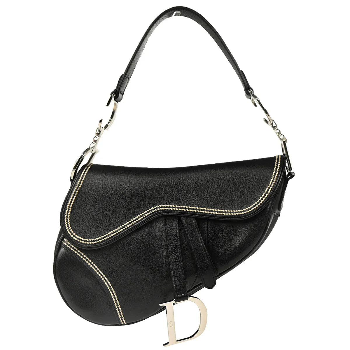 Christian Dior 2004 Black Leather Saddle Handbag