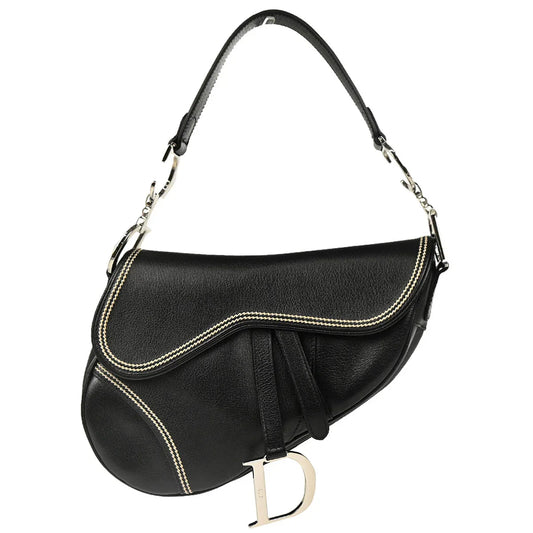 Christian Dior 2004 Black Leather Saddle Handbag