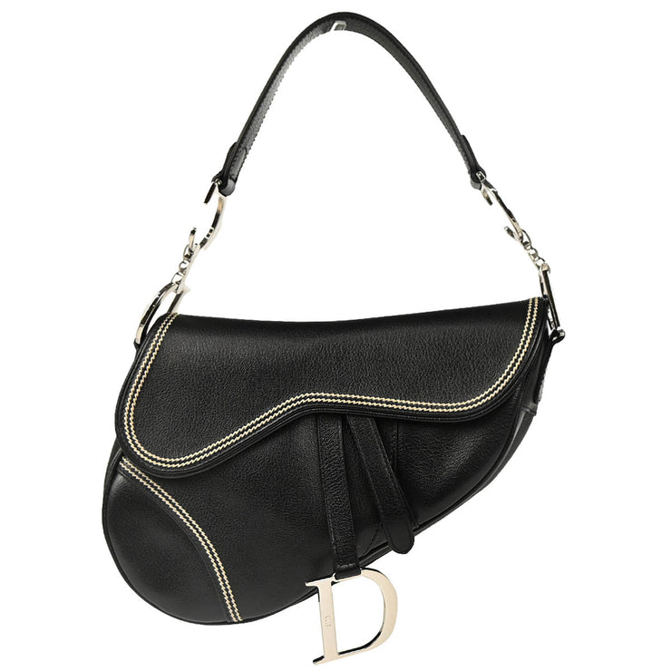 Christian Dior 2004 Black Leather Saddle Handbag