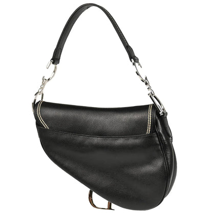Christian Dior 2004 Black Leather Saddle Handbag