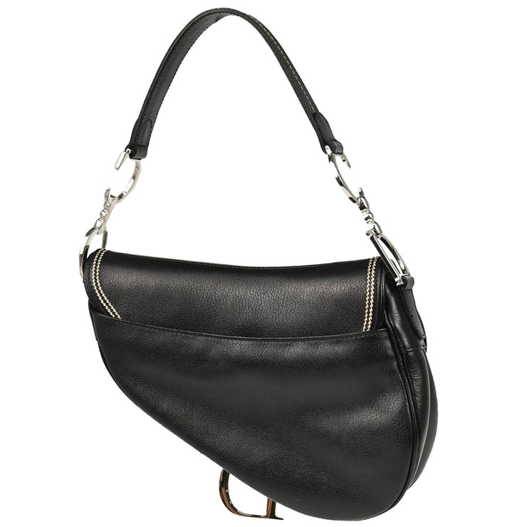 Christian Dior 2004 Black Leather Saddle Handbag