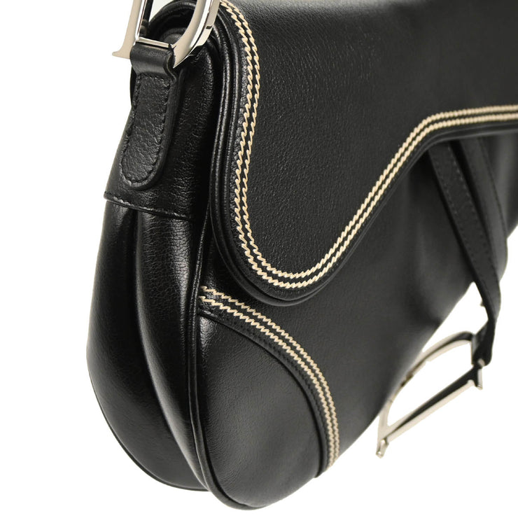 Christian Dior 2004 Black Leather Saddle Handbag