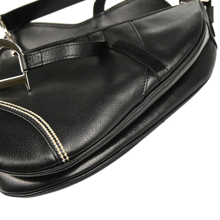 Christian Dior 2004 Black Leather Saddle Handbag