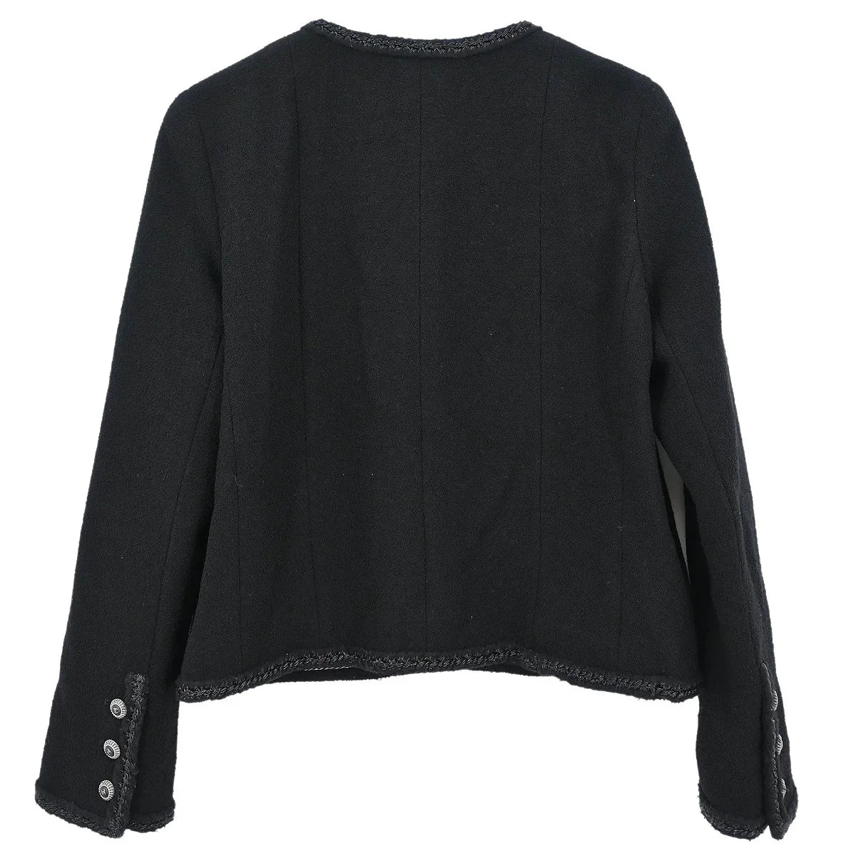 Chanel 2008 Single Breasted Collarless Jacket Black #38