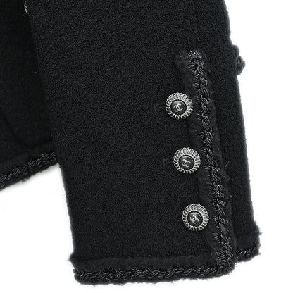 Chanel 2008 Single Breasted Collarless Jacket Black #38