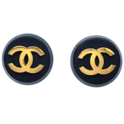 Chanel Gold Black Button Earrings Clip-On 26