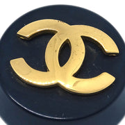 Chanel Gold Black Button Earrings Clip-On 26