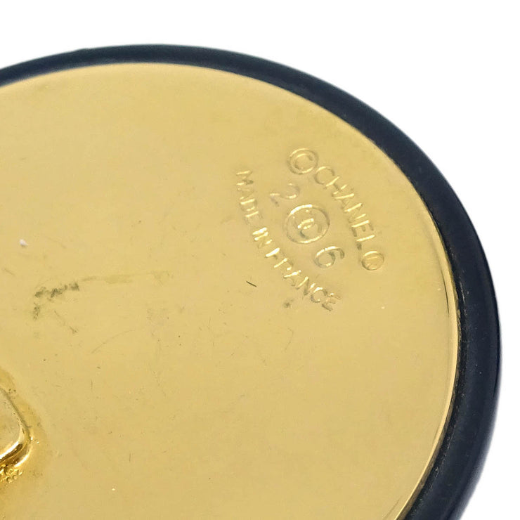Chanel Gold Black Button Earrings Clip-On 26
