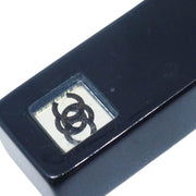 Chanel Dangle Piercing Earrings Black Silver 01P