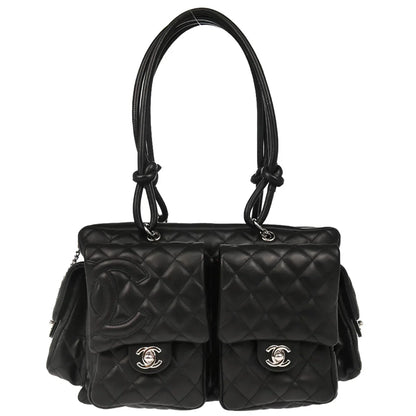 Chanel 2003-2004 Black Calfskin Cambon Ligne Reporter Bag Handbag