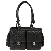 Chanel 2003-2004 Black Calfskin Cambon Ligne Reporter Bag Handbag