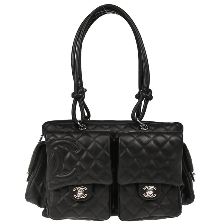 Chanel 2003-2004 Black Calfskin Cambon Ligne Reporter Bag Handbag