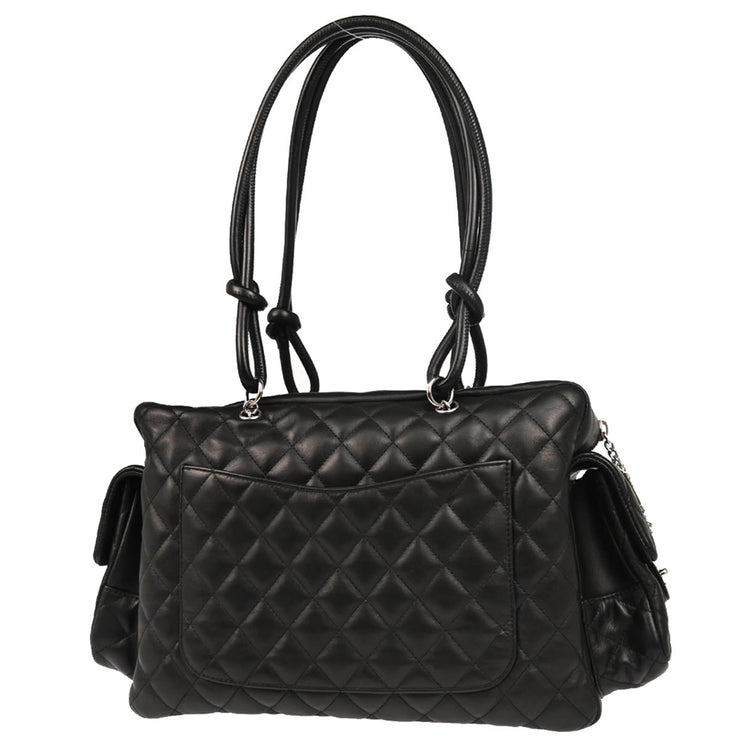 Chanel 2003-2004 Black Calfskin Cambon Ligne Reporter Bag Handbag