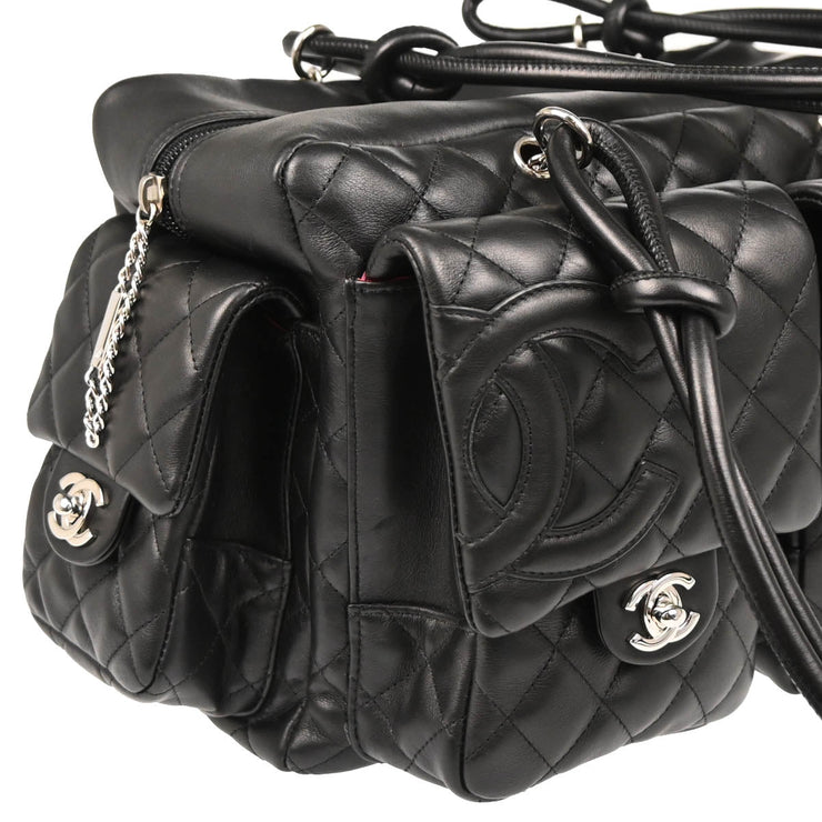 Chanel 2003-2004 Black Calfskin Cambon Ligne Reporter Bag Handbag