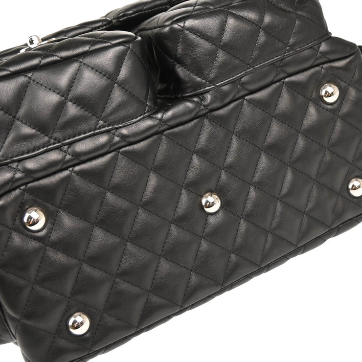 Chanel 2003-2004 Black Calfskin Cambon Ligne Reporter Bag Handbag