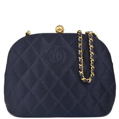 Chanel 1994-1996 Navy Satin Shoulder Bag