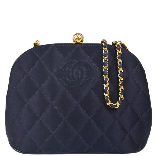 Chanel 1994-1996 Navy Satin Shoulder Bag