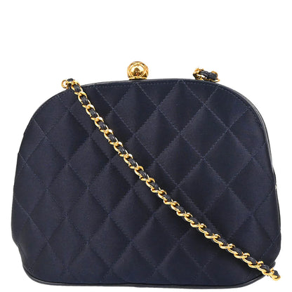 Chanel 1994-1996 Navy Satin Shoulder Bag
