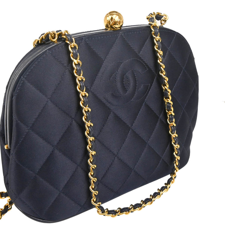 Chanel 1994-1996 Navy Satin Shoulder Bag