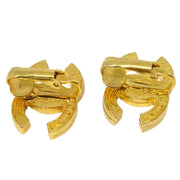 Chanel Gold CC Earrings Clip-On Rhinestone 2084
