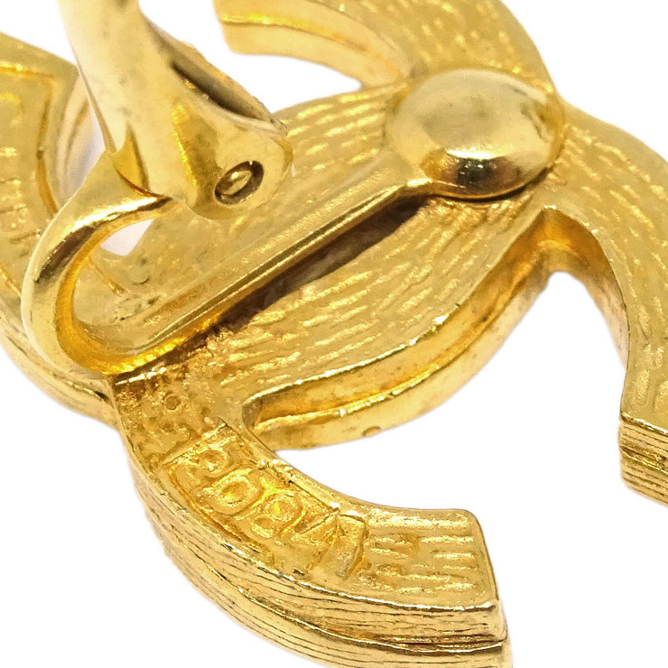 Chanel Gold CC Earrings Clip-On Rhinestone 2084