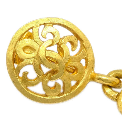 Chanel Dangle Bell Earrings Clip-On Gold 95P
