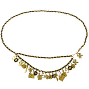 Chanel Gold Black Icon Chain Belt 94A Small Good