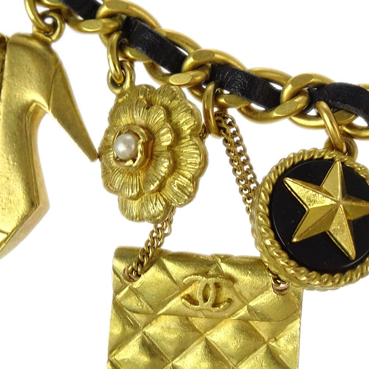 Chanel Gold Black Icon Chain Belt 94A Small Good