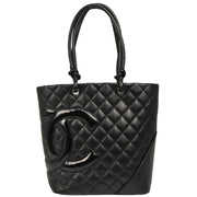 Chanel 2008-2009 Black Calfskin Cambon Ligne Tote Handbag