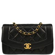 Chanel 1991-1994 Black Lambskin Small Diana Shoulder Bag